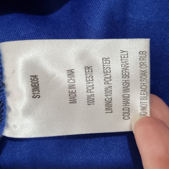 Montique, blue with black lace overlay, bodycon dress, size 10 - Picture 12 of 12